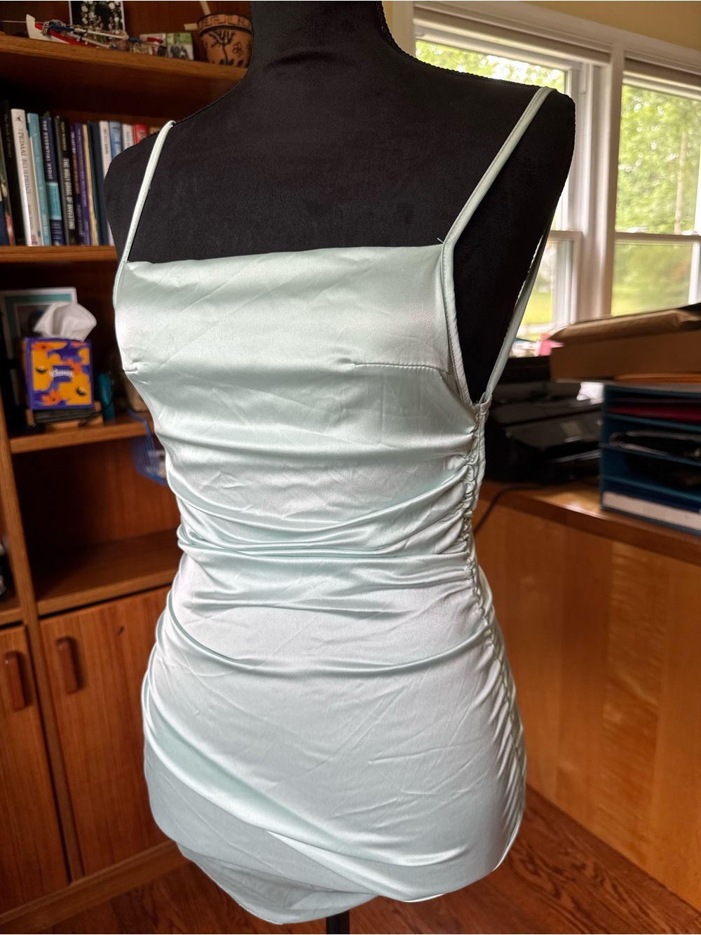 Light Mint Spaghetti Strap Ruched Bodycon Dress